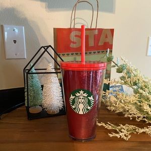 Starbucks Red Glitter Straw Tumbler Holiday 2020